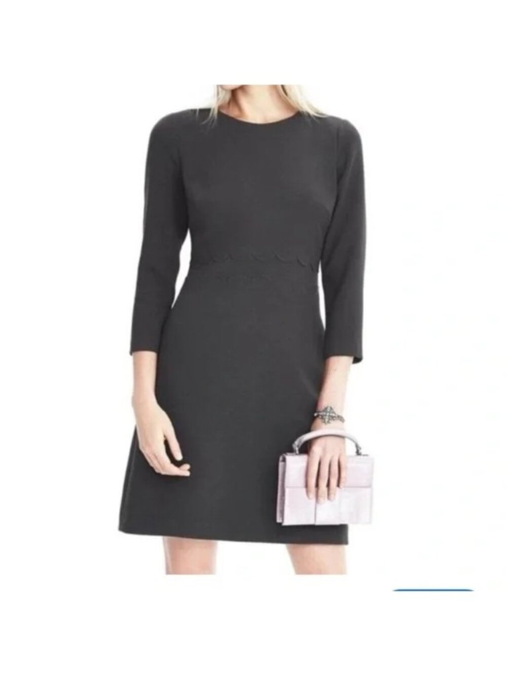 Banana Republic Womens Scalloped Hem Dress Size 14 gray new $138